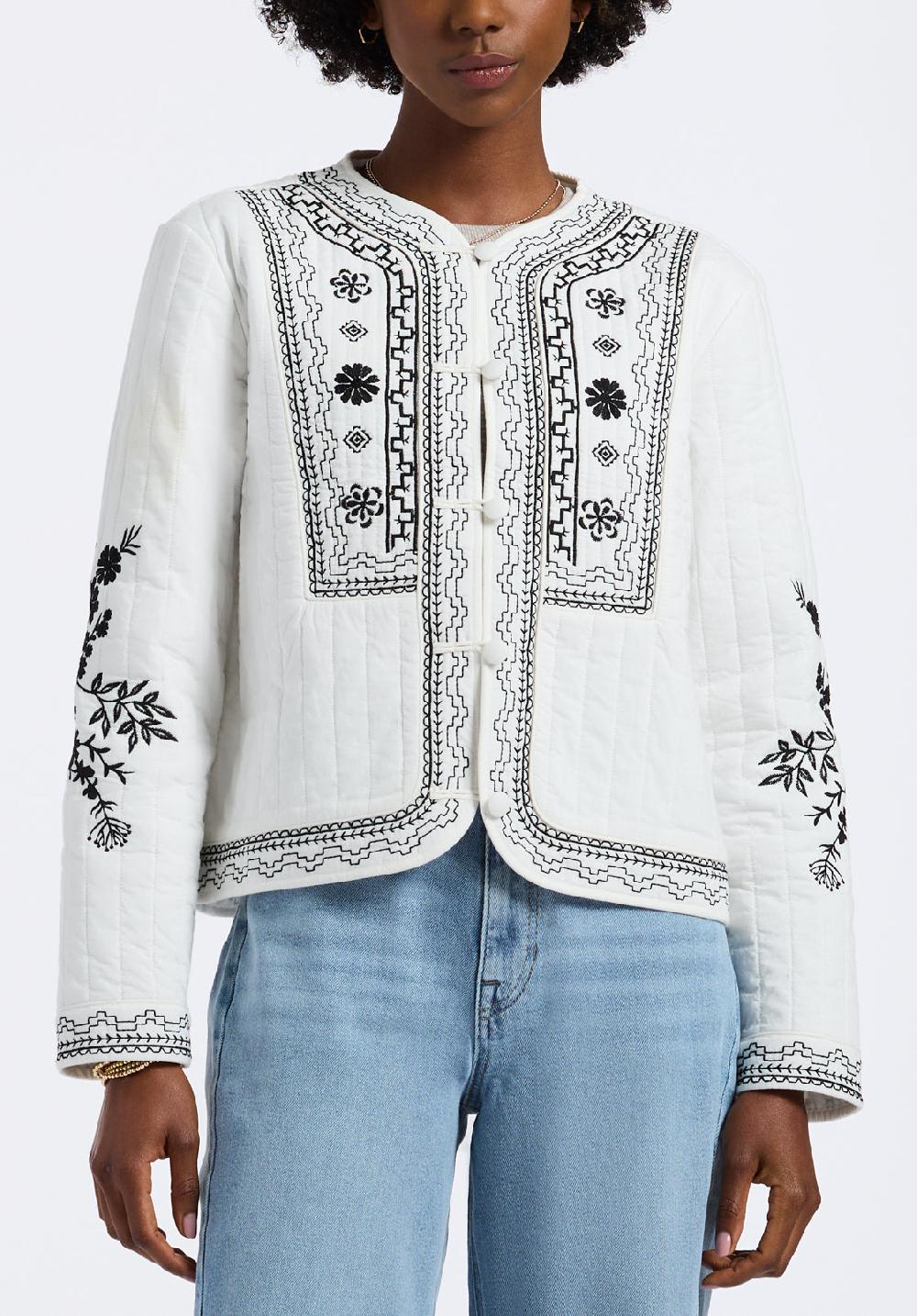buffalo david bitton Veste matelassée brodée à boutons Ashleigh pour femme blanc