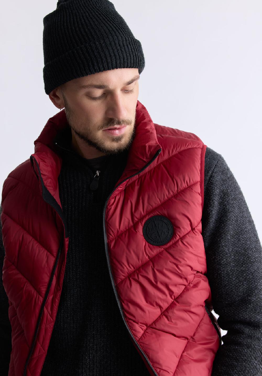Buffalo David Bitton Veste Matelassée Rouge Chili Davies Pour Hommes - OBMEF007