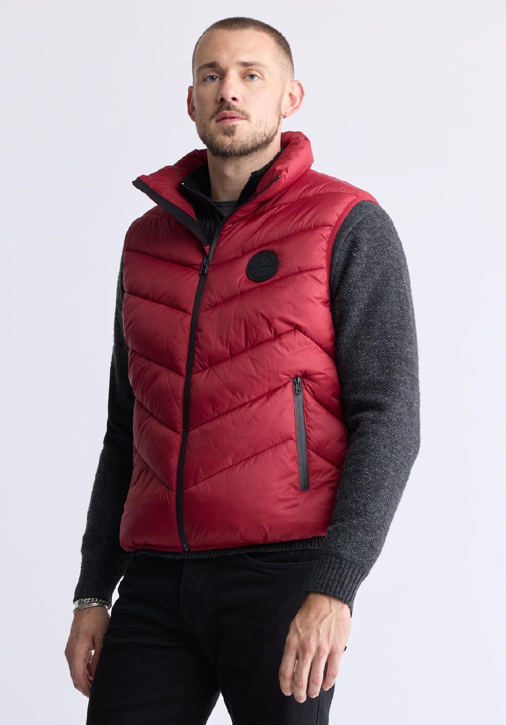 Buffalo David Bitton Veste Matelassée Rouge Chili Davies Pour Hommes - OBMEF007