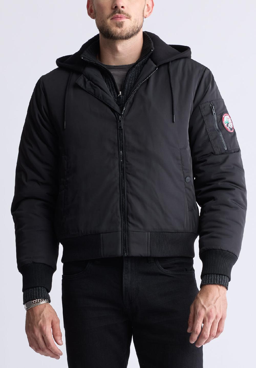 buffalo david bitton Veste zippée à capuche Cliff pour hommes noir - OBMFB001