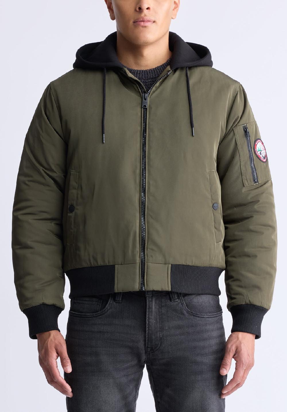 buffalo david bitton Veste zippée à capuche Cliff pour hommes vert - OBMFB001