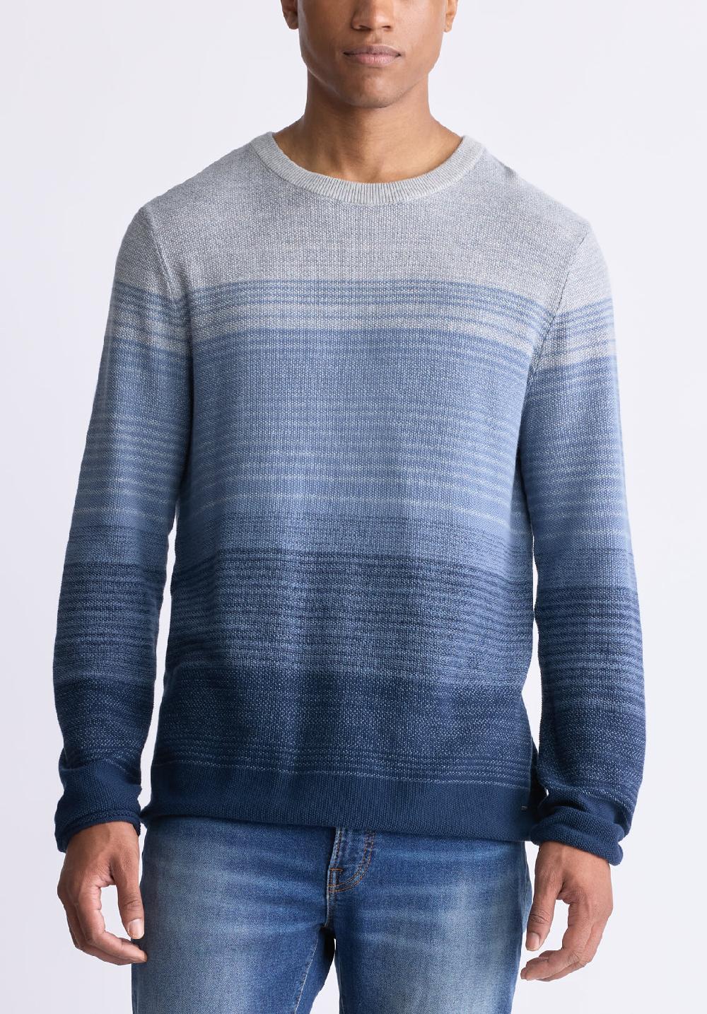 buffalo david bitton Waldy Men's Gradient Striped Knit Pullover Mirage Blue