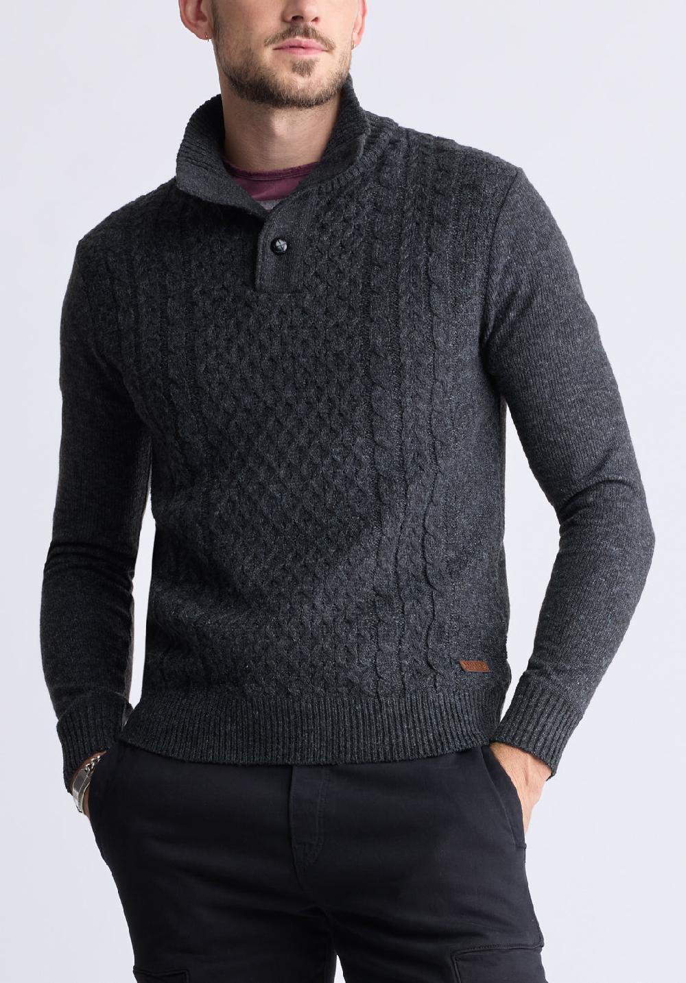 buffalo david bitton Watcher Dark Heather Grey Men's Sweater