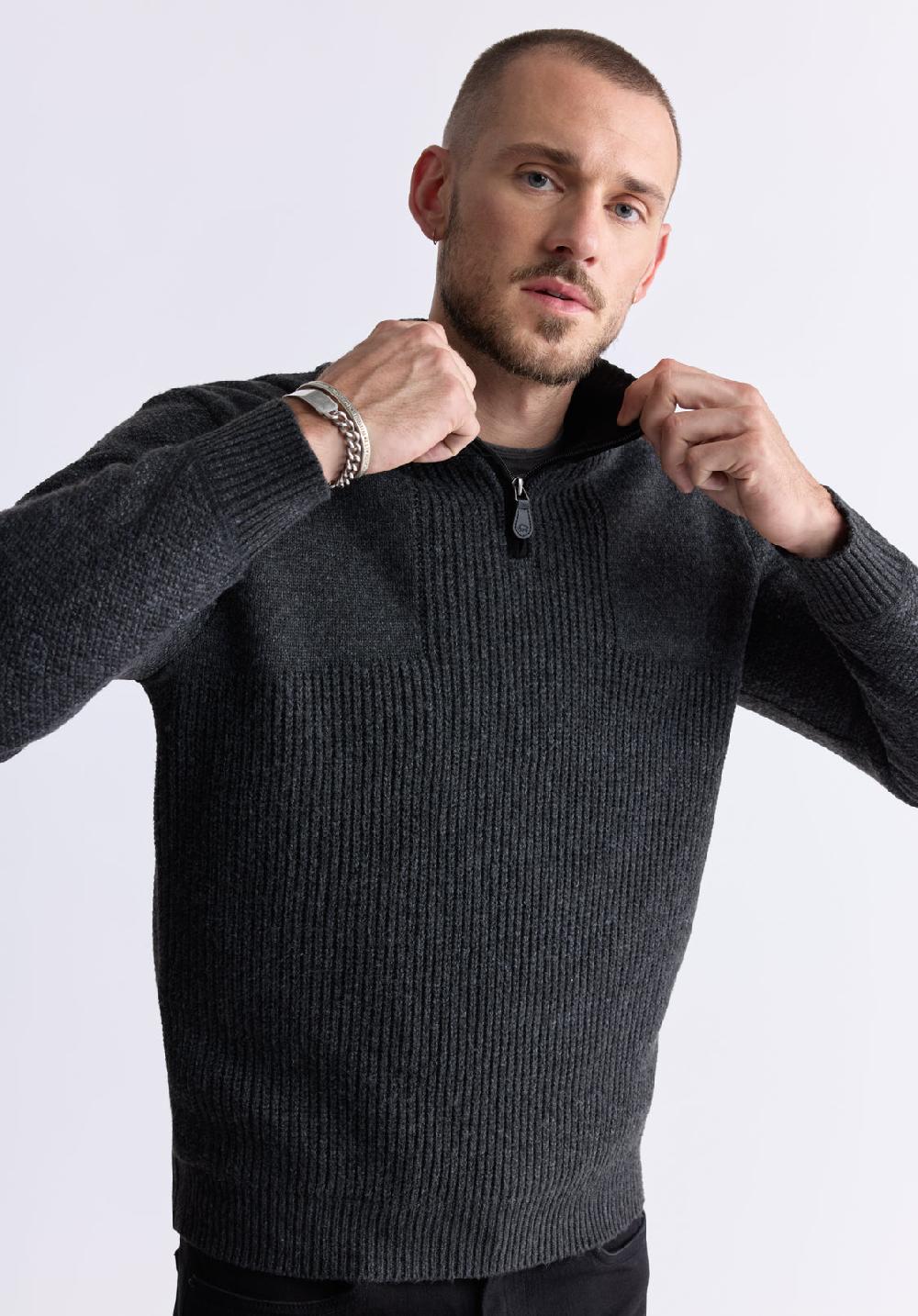 Buffalo David Bitton Wernek Dark Heather Grey Men's Sweater