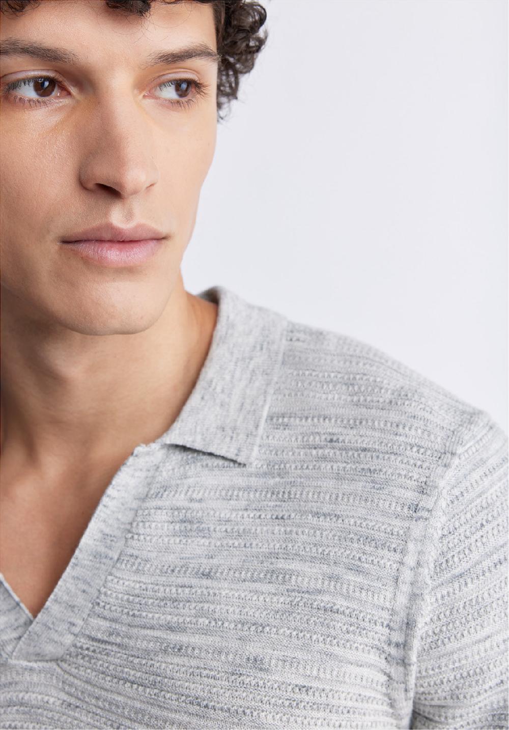 Buffalo David Bitton Woopy Men's Short Sleeve Polo In Heather Grey