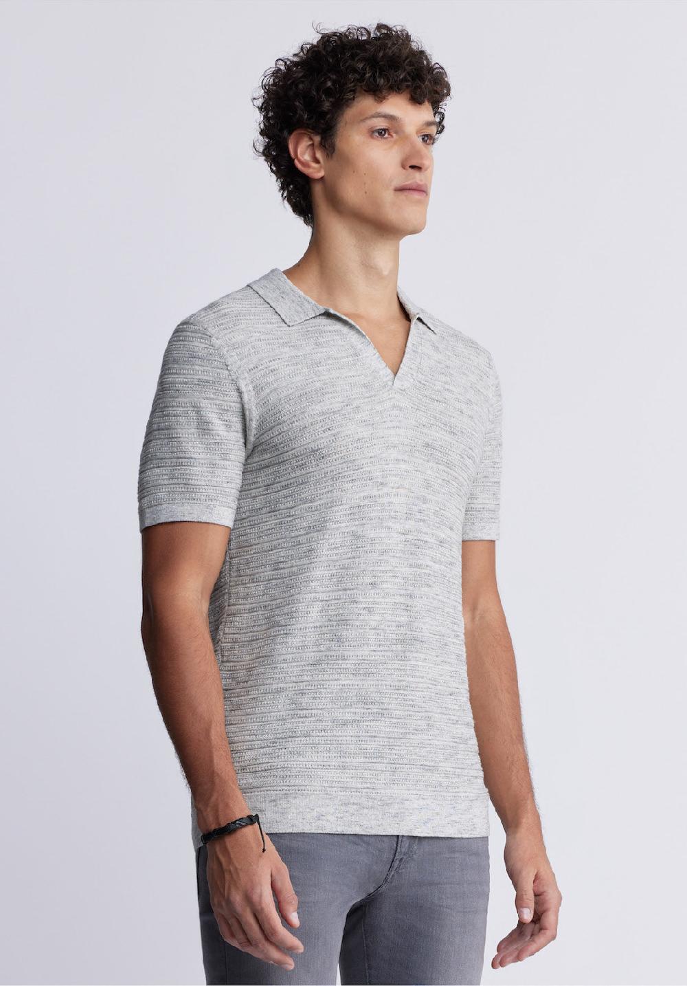 Buffalo David Bitton Woopy Men's Short Sleeve Polo In Heather Grey