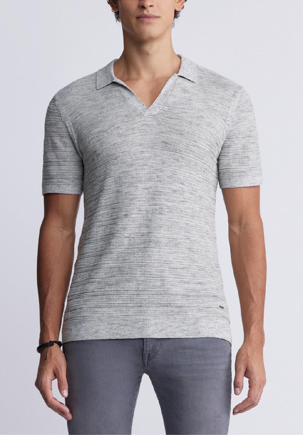 buffalo david bitton Woopy Men's Short Sleeve Polo in Heather Grey