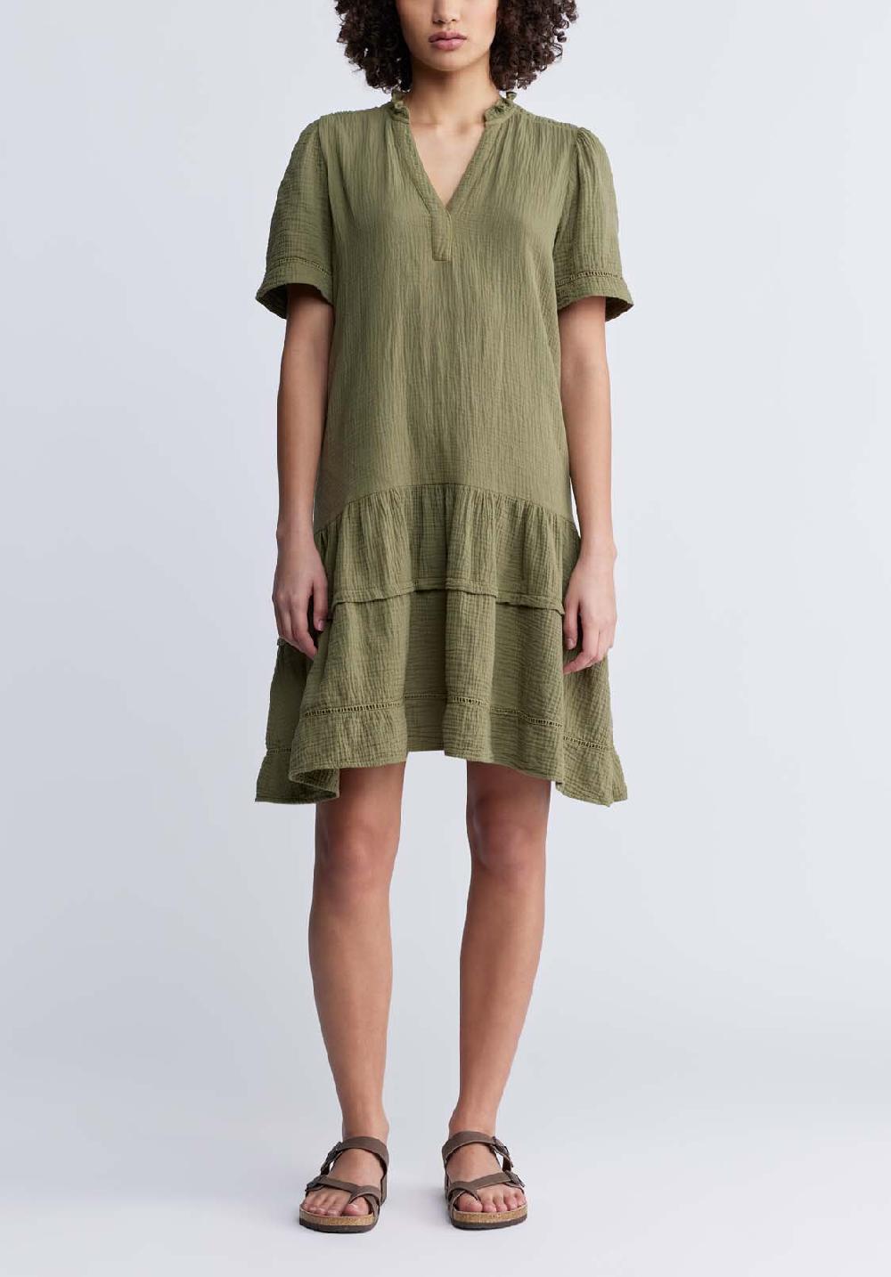 buffalo david bitton Zinnia Women's Ruffled Dress in Olive Green