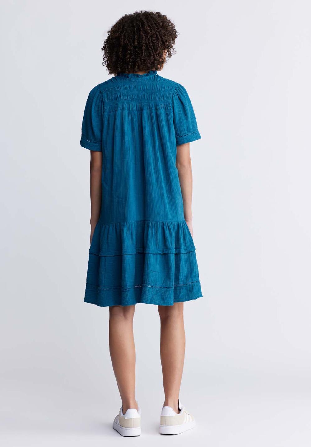 Buffalo David Bitton Zinnia Women's Ruffled Dress In Teal Blue