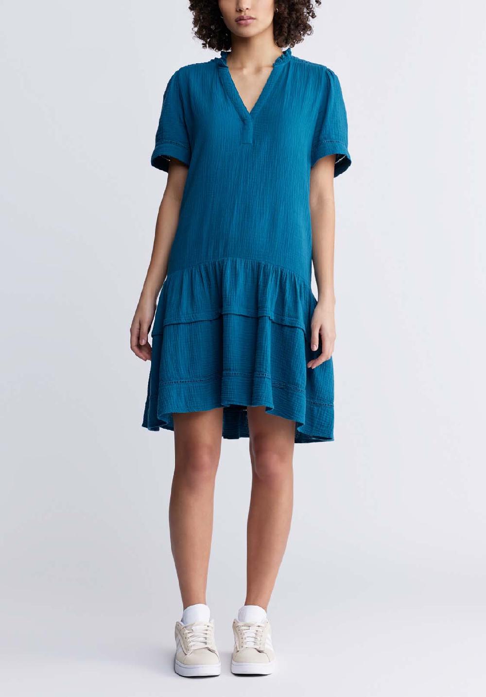buffalo david bitton Zinnia Women's Ruffled Dress in Teal Blue