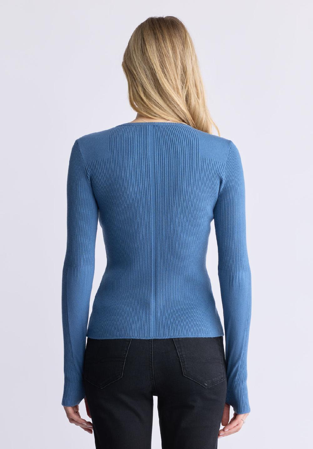 Buffalo David Bitton Zoella Women's Close-Fit Ribbed Sweater Top Coronet Blue