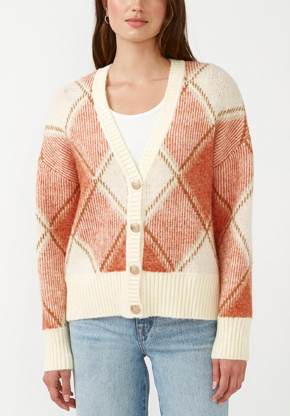 buffalo david bitton Zuri Women's Oversized Cardigan in Orange Plaid