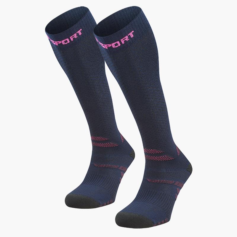 bv sport Trek compression EVO bleu/rose - Chaussettes randonnée