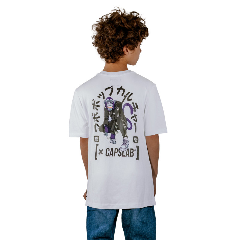 Capslab T-shirt Blanc Garcon Coupe Relaxed Fit Monkey Business Capslab