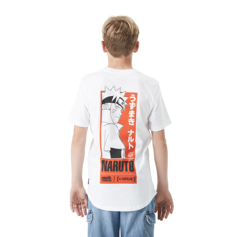 Capslab T-shirt Blanc Naruto Shippuden Garcon Coupe Oversize - Capslab