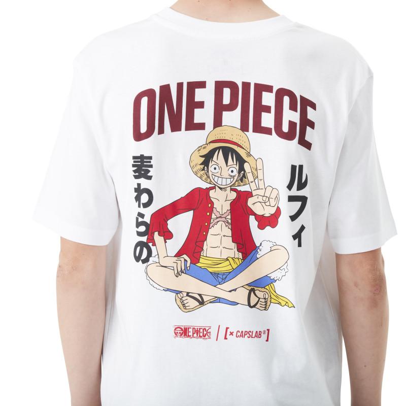 Capslab T-shirt Blanc One Piece Luffy Garcon Coupe Relaxed Fit - Capslab