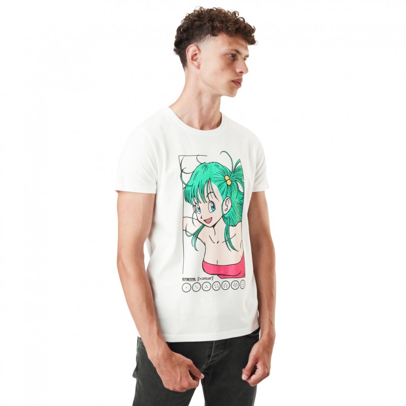 Capslab T-shirt DRAGON BALL Blanc Manches Courtes - Bulma