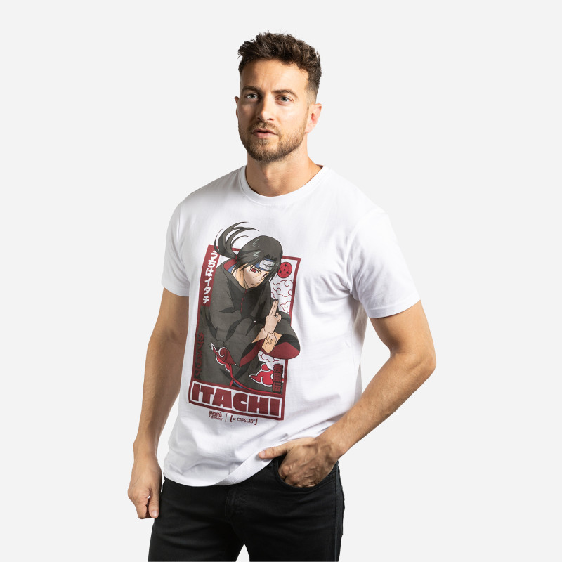 Capslab T-shirt NARUTO SHIPPUDEN Blanc Manches Courtes - Itachi