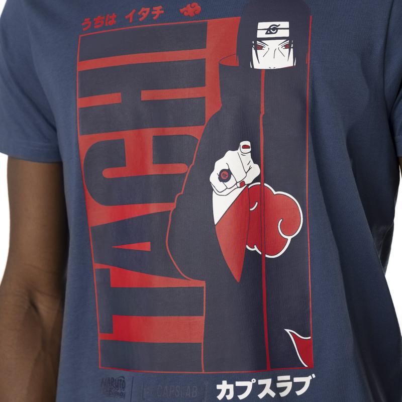 Capslab T-shirt NARUTO SHIPPUDEN Bleu Manches Courtes - Itachi