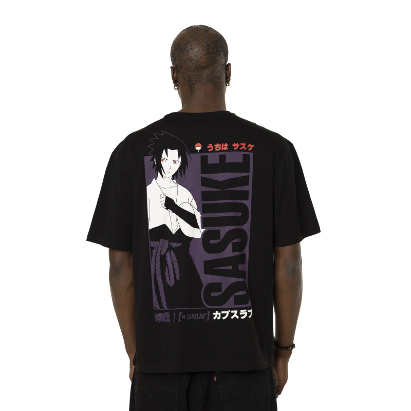 Capslab T-shirt NARUTO SHIPPUDEN Noir Manches Courtes - Sasuke