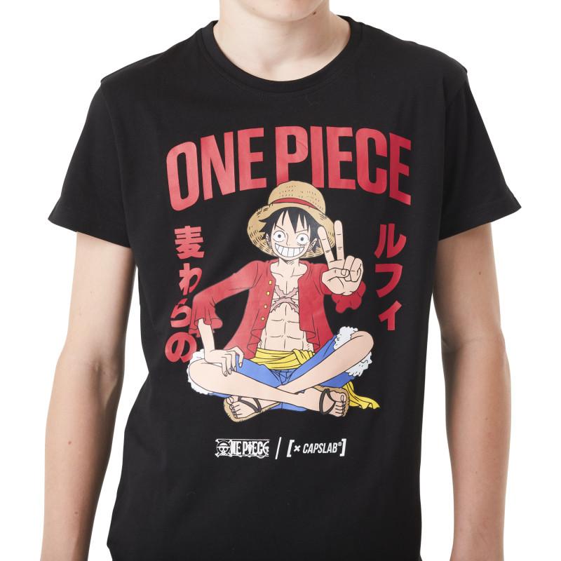 Capslab T-shirt Noir One Piece Luffy Garcon Coupe Regular - Capslab