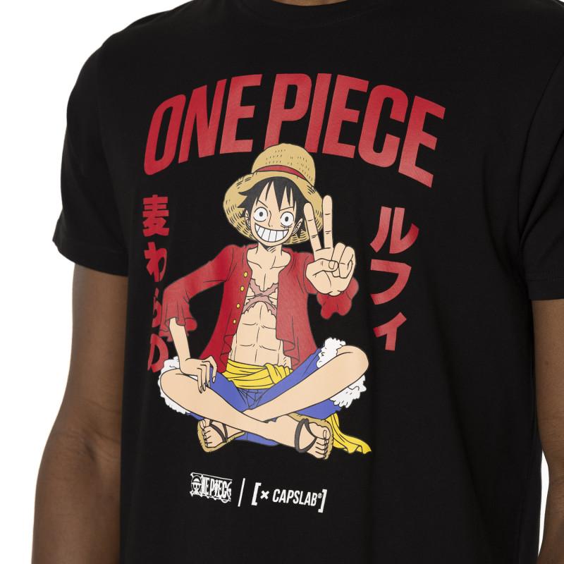 Capslab T-shirt ONE PIECE Noir Manches Courtes - Luffy