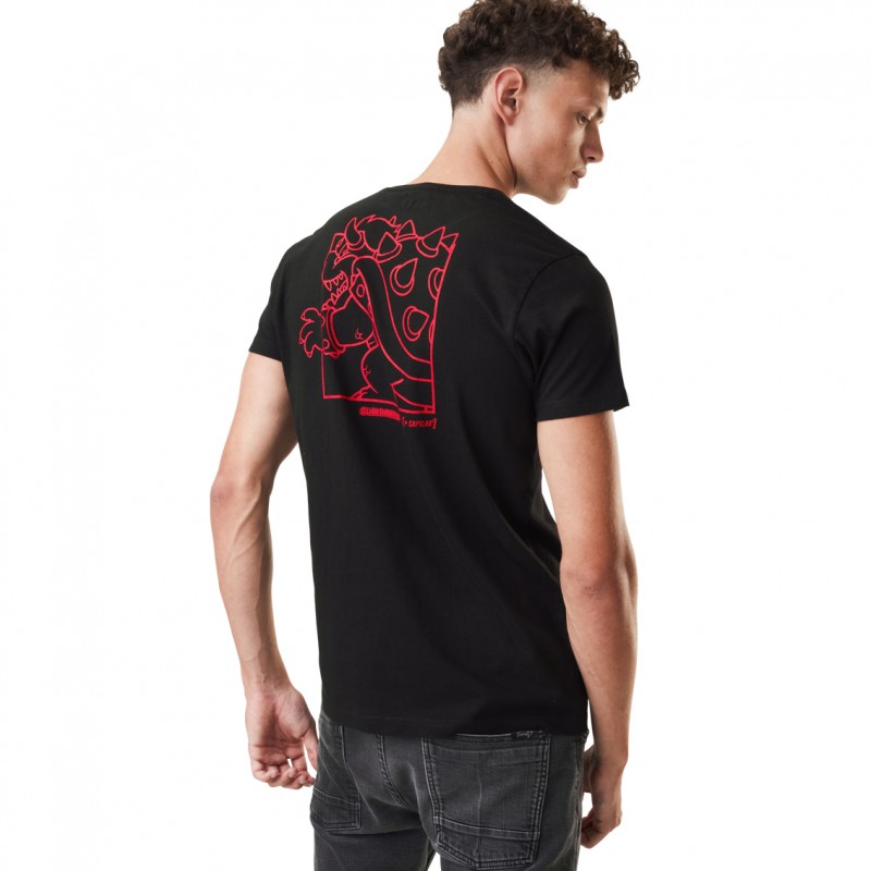 Capslab T-shirt SUPER MARIO Noir Manches Courtes - Bowser