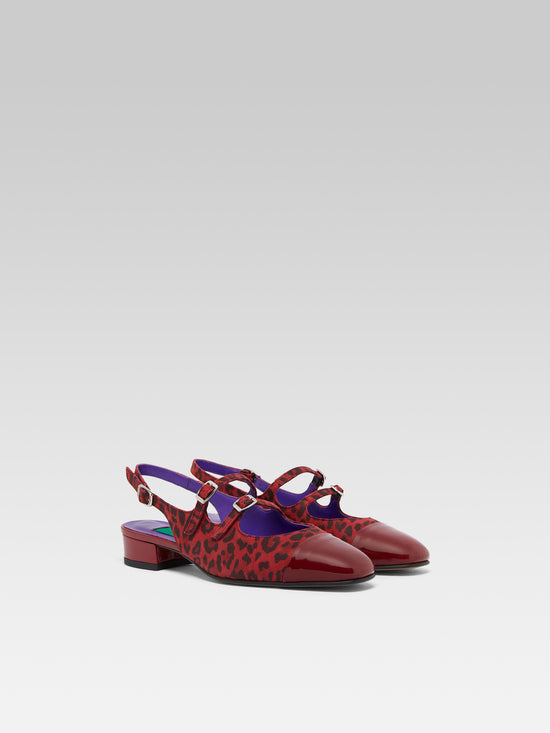 Carel Abricot - Babies Slingback Cuir Velours Léopard Rouge Et Cuir Verni Ro – Carel Paris