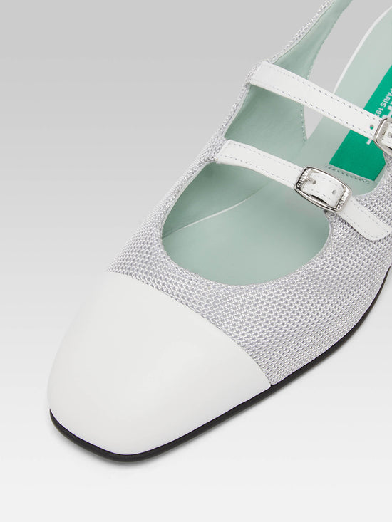 Carel Abricot - Babies Slingback Résille Gris Et Cuir Blanc Upcyclé – Carel Paris