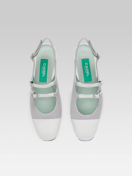 Carel Abricot - Babies Slingback Résille Gris Et Cuir Blanc Upcyclé – Carel Paris