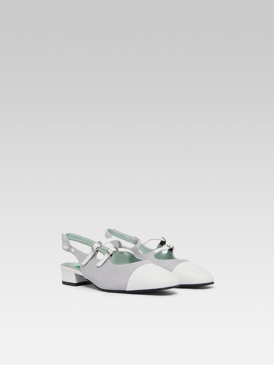 Carel Abricot - Babies Slingback Résille Gris Et Cuir Blanc Upcyclé – Carel Paris