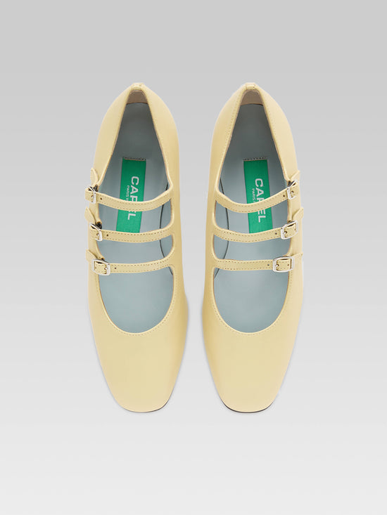 Carel Ariana - Ballerines Babies Cuir Upcyclé Nacré Jaune | Carel Paris