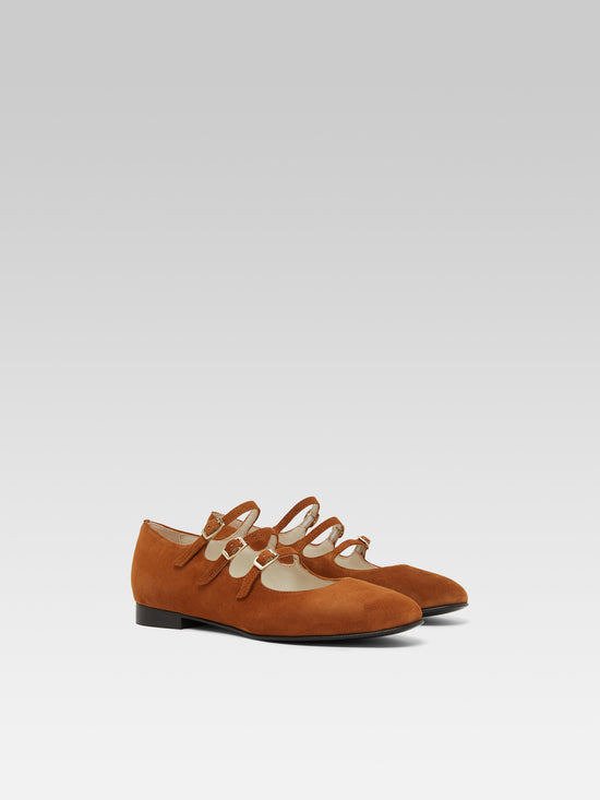 Carel Ariana S - Ballerines Babies Cuir Velours Camel