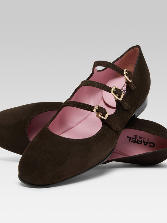 Carel Ariana S - Ballerines Babies Cuir Velours Marron