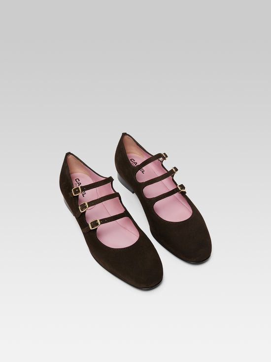 Carel Ariana S - Ballerines Babies Cuir Velours Marron