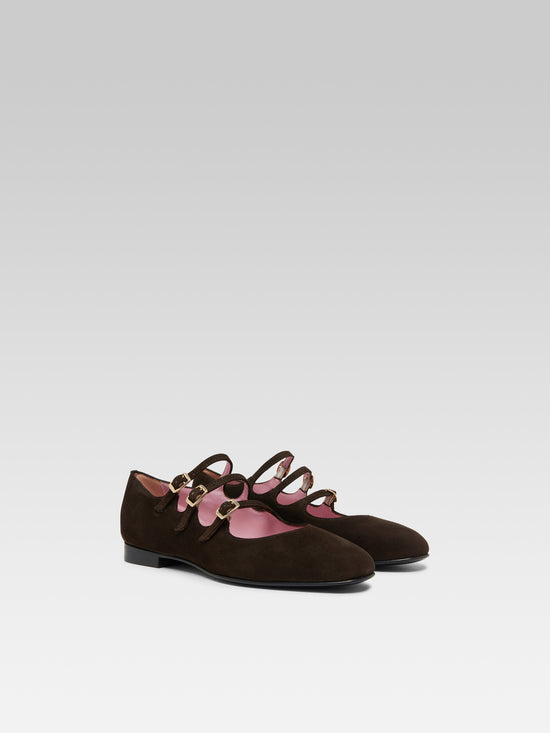 Carel Ariana S - Ballerines Babies Cuir Velours Marron
