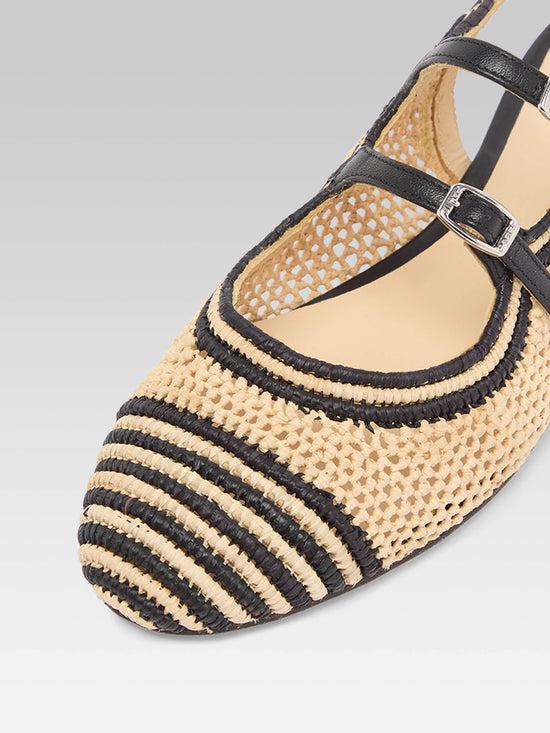 Carel Balma - Babies Slingback Raphia Noir Et Naturel | Carel Paris