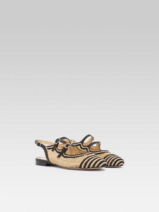 Carel Balma - Babies Slingback Raphia Noir Et Naturel | Carel Paris
