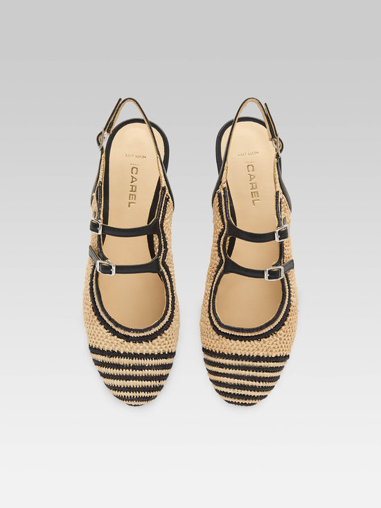 Carel Balma - Babies Slingback Raphia Noir Et Naturel | Carel Paris