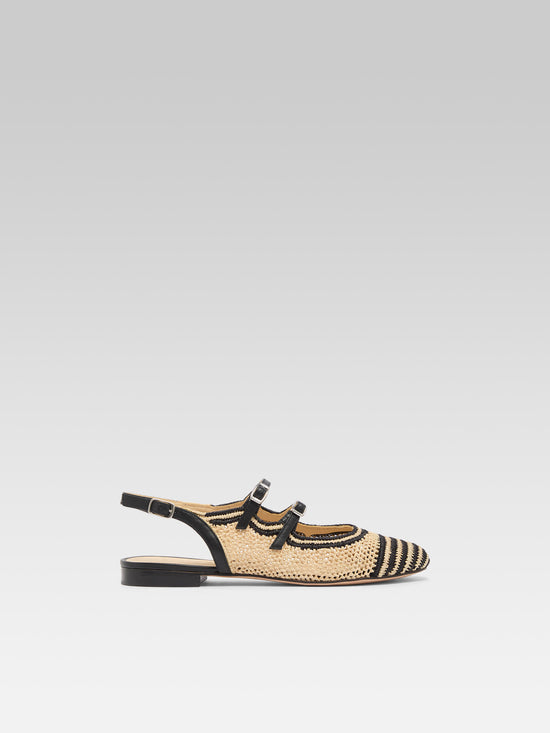 carel Balma - Babies slingback raphia noir et naturel | Carel Paris