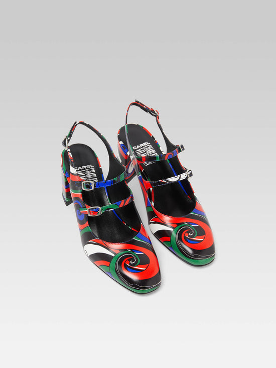 Carel Banana - Babies Slingback Cuir Imprimé Multicolore