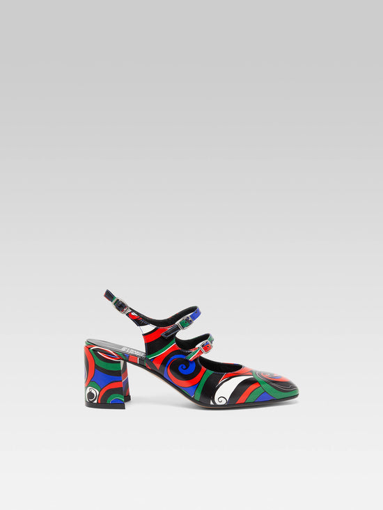 carel Banana - Babies slingback cuir imprimé multicolore