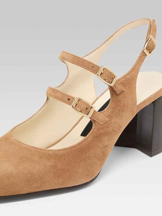 Carel Banana - Babies Slingback Cuir Velours Noisette