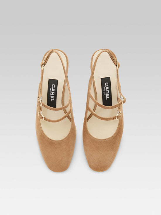 Carel Banana - Babies Slingback Cuir Velours Noisette