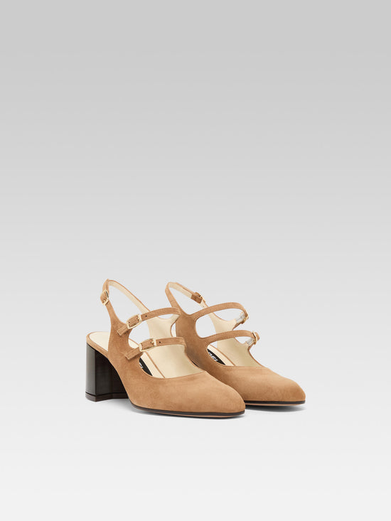 Carel Banana - Babies Slingback Cuir Velours Noisette