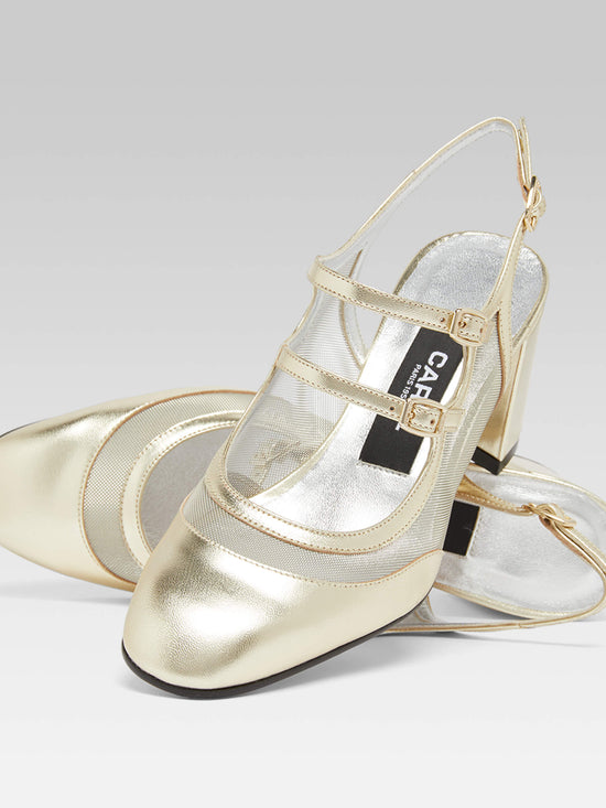 Carel Bananight - Babies Slingback Cuir Laminé Platine Et Résille | Carel Paris