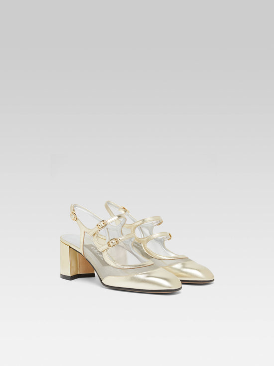 Carel Bananight - Babies Slingback Cuir Laminé Platine Et Résille | Carel Paris