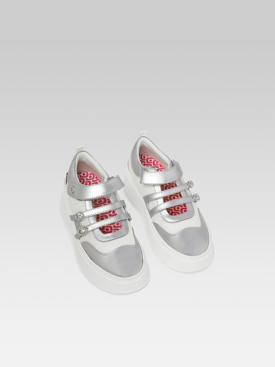 Carel Baskina - Sneakers Appleskin Argent Et Résille Blanc