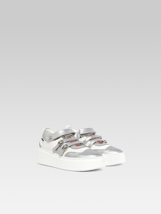 Carel Baskina - Sneakers Appleskin Argent Et Résille Blanc