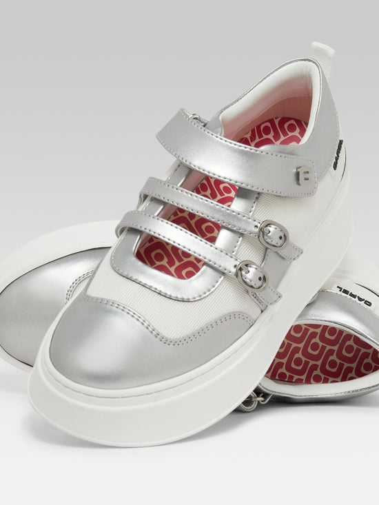 Carel Baskina - Sneakers Appleskin Argent Et Résille Blanc
